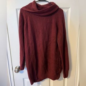 Pink Queen Women's Loose Turtleneck Oversize Long Pullover Sweater Dress